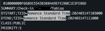 Outlook export using &ldquo;Romance Standard Time&rdquo; time zone